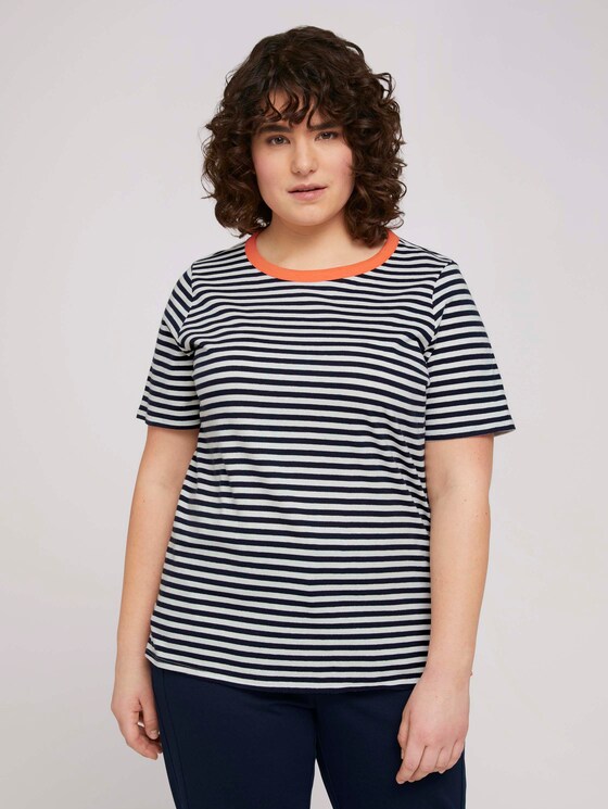 Gestreiftes T-Shirt mit Bio-Baumwolle - Frauen - navy white regular stripe Gestreiftes T-Shirt mit Bio-Baumwolle - Frauen - navy white regular stripe - 1 - My True Me