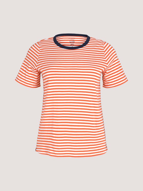 Striped t-shirt made with organic cotton - Women - red white regular stripe Striped t-shirt made with organic cotton - Women - red white regular stripe - 7 - My True Me