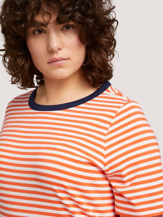 Striped t-shirt made with organic cotton - Women - red white regular stripe Striped t-shirt made with organic cotton - Women - red white regular stripe - 9 - My True Me