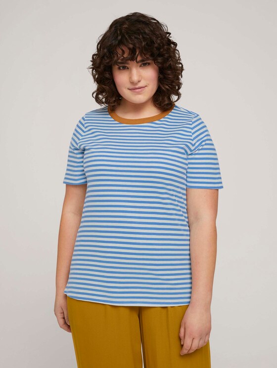 Striped t-shirt made with organic cotton - Women - marina white regular stripe Striped t-shirt made with organic cotton - Women - marina white regular stripe - 1 - My True Me