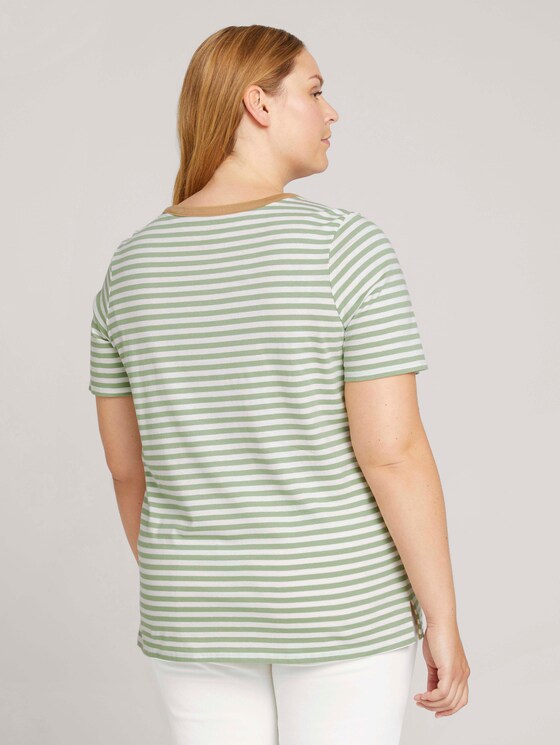 Curvy - Gestreiftes T-Shirt mit Bio-Baumwolle - Frauen - mint green white stripe Curvy - Gestreiftes T-Shirt mit Bio-Baumwolle - Frauen - mint green white stripe - 2 - My True Me