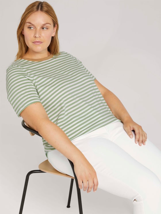 Curvy - Gestreiftes T-Shirt mit Bio-Baumwolle - Frauen - mint green white stripe Curvy - Gestreiftes T-Shirt mit Bio-Baumwolle - Frauen - mint green white stripe - 5 - My True Me