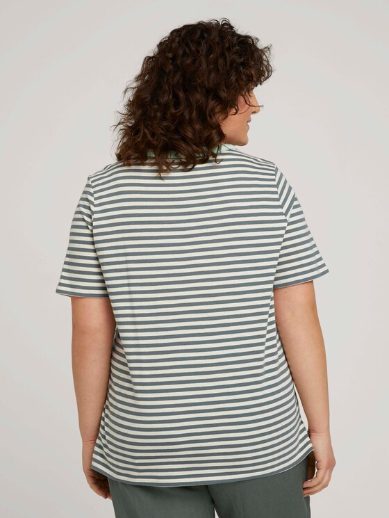 Curvy - Gestreiftes T-Shirt mit Bio-Baumwolle - Frauen - jasper green white stripe Curvy - Gestreiftes T-Shirt mit Bio-Baumwolle - Frauen - jasper green white stripe - 2 - My True Me