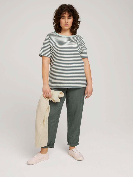 Curvy - Gestreiftes T-Shirt mit Bio-Baumwolle - Frauen - jasper green white stripe Curvy - Gestreiftes T-Shirt mit Bio-Baumwolle - Frauen - jasper green white stripe - 3 - My True Me