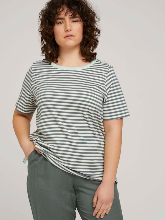 Curvy - Gestreiftes T-Shirt mit Bio-Baumwolle - Frauen - jasper green white stripe Curvy - Gestreiftes T-Shirt mit Bio-Baumwolle - Frauen - jasper green white stripe - 5 - My True Me