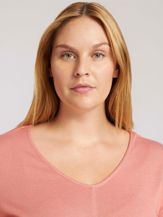 Curvy - 3/4 Arm Shirt mit LENZING™ ECOVERO™ - Frauen - dusty rose pink melange Curvy - 3/4 Arm Shirt mit LENZING™ ECOVERO™ - Frauen - dusty rose pink melange - 9 - My True Me