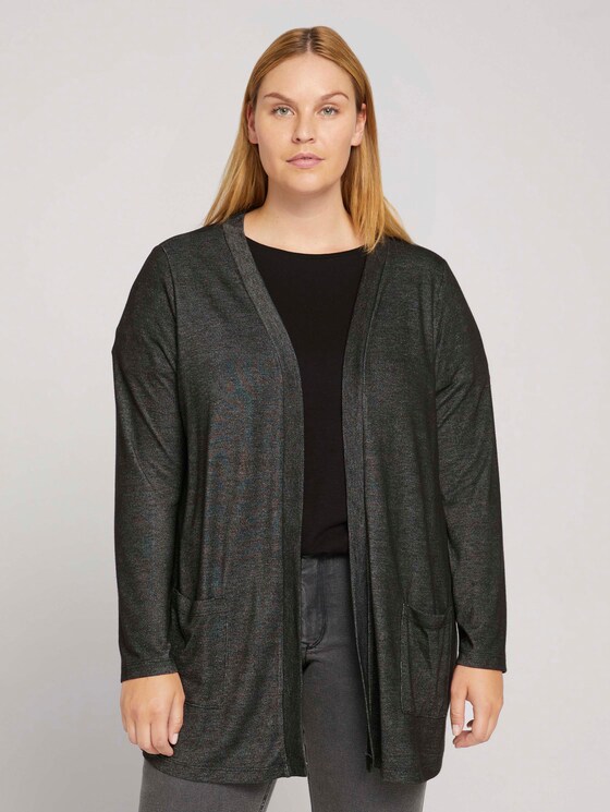 Curvy - Shirt Cardigan mit LENZING™ ECOVERO™ und Taschen - Frauen - Shale Grey Melange Curvy - Shirt Cardigan mit LENZING™ ECOVERO™ und Taschen - Frauen - Shale Grey Melange - 1 - My True Me