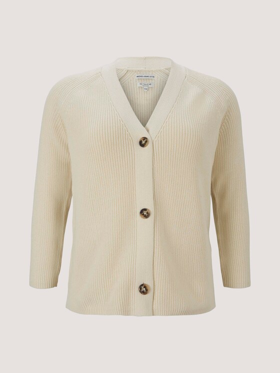 Cardigan mit Seitenschlitzen mit Bio-Baumwolle - Frauen - champagne white Cardigan mit Seitenschlitzen mit Bio-Baumwolle - Frauen - champagne white - 7 - My True Me