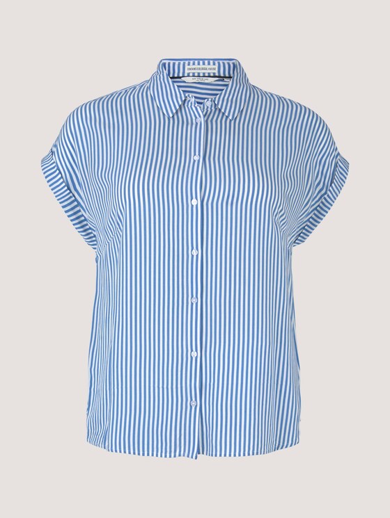 Plus - Gestreifte Kurzarmbluse mit LENZING™ ECOVERO™ - Frauen - marina white vertical stripe Plus - Gestreifte Kurzarmbluse mit LENZING™ ECOVERO™ - Frauen - marina white vertical stripe - 7 - My True Me