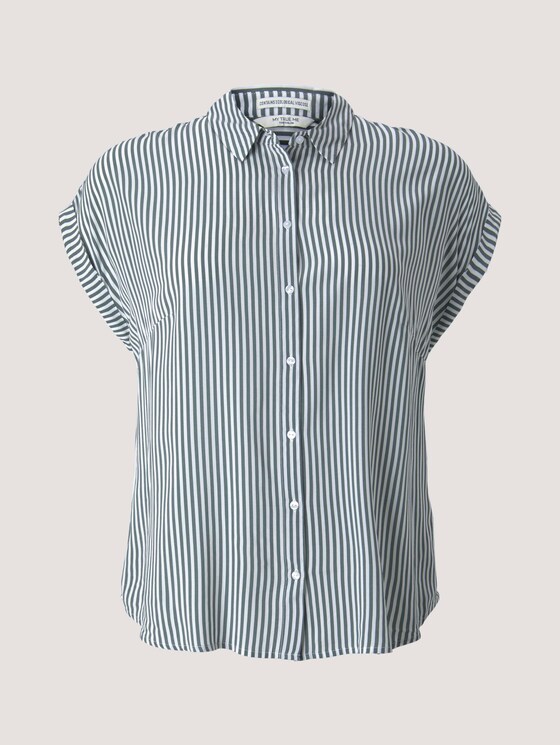 gestreifte Kurzarmbluse mit LENZING™ ECOVERO™ - Frauen - jasper white vertical stripe gestreifte Kurzarmbluse mit LENZING™ ECOVERO™ - Frauen - jasper white vertical stripe - 7 - My True Me