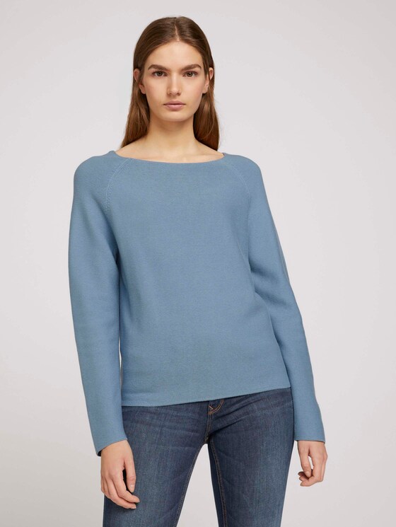 Strukturierter Pullover mit Bio-Baumwolle - Frauen - soft mid blue Strukturierter Pullover mit Bio-Baumwolle - Frauen - soft mid blue - 1 - TOM TAILOR Denim
