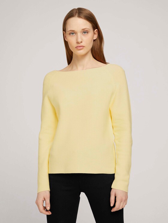 Strukturierter Pullover mit Bio-Baumwolle - Frauen - soft yellow Strukturierter Pullover mit Bio-Baumwolle - Frauen - soft yellow - 1 - TOM TAILOR Denim