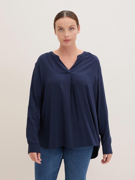Bluse mit LENZING™ ECOVERO™ und Faltendetail - Frauen - Sky Captain Blue Bluse mit LENZING™ ECOVERO™ und Faltendetail - Frauen - Sky Captain Blue - 1 - My True Me