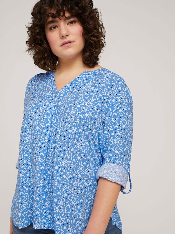 Bluse mit LENZING™ ECOVERO™ und Faltendetail - Frauen - blue flowers and dots Bluse mit LENZING™ ECOVERO™ und Faltendetail - Frauen - blue flowers and dots - 5 - My True Me