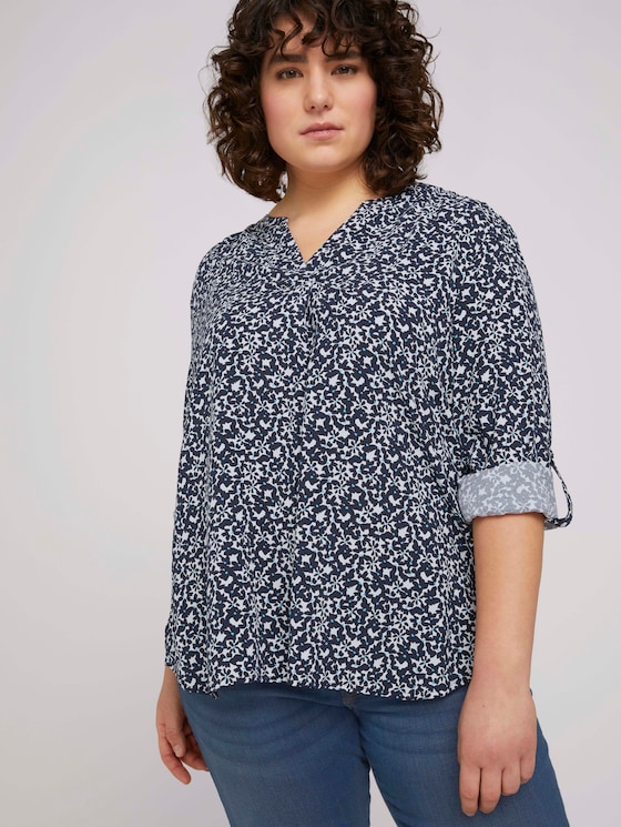 Bluse mit LENZING™ ECOVERO™ und Faltendetail - Frauen - navy flowers and dots Bluse mit LENZING™ ECOVERO™ und Faltendetail - Frauen - navy flowers and dots - 5 - My True Me
