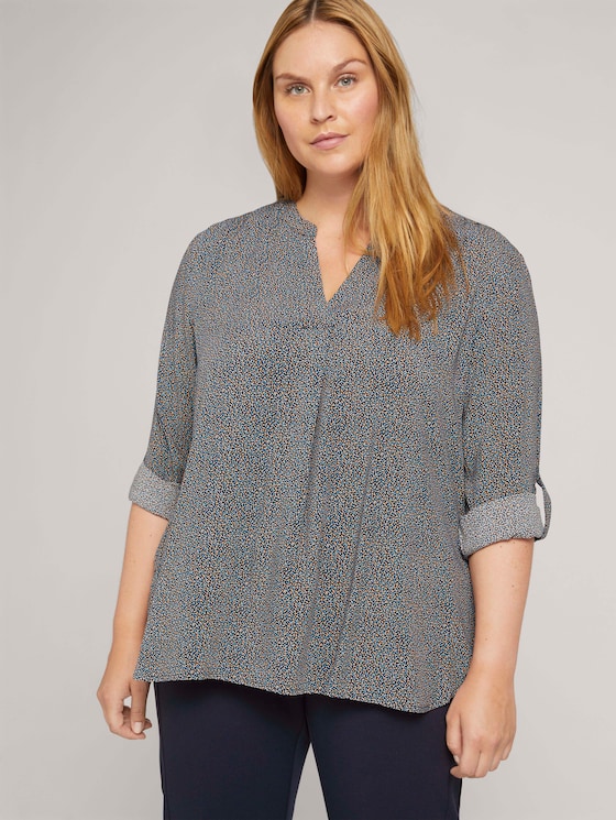 Plus - a blouse with LENZING ™ ECOVERO ™ and pleated details - Women - blue camel dot design - 5 - My True Me
