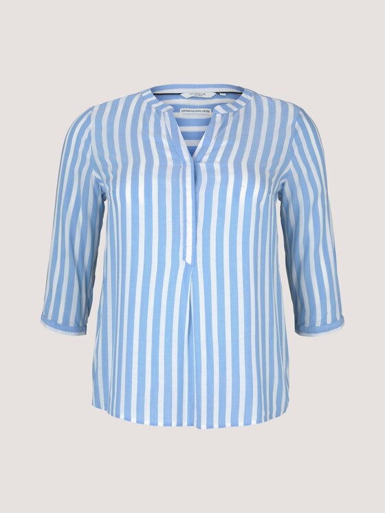 Gestreifte Henleybluse mit LENZING™ ECOVERO™ - Frauen - blue white vertical stripes Gestreifte Henleybluse mit LENZING™ ECOVERO™ - Frauen - blue white vertical stripes - 7 - My True Me