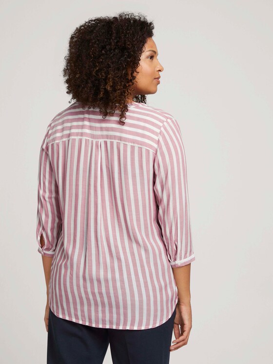 Curvy - Gestreifte Henleybluse mit LENZING™ ECOVERO™ - Frauen - light berry white stripe Curvy - Gestreifte Henleybluse mit LENZING™ ECOVERO™ - Frauen - light berry white stripe - 2 - My True Me