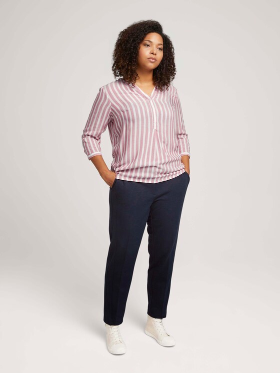 Curvy - Gestreifte Henleybluse mit LENZING™ ECOVERO™ - Frauen - light berry white stripe Curvy - Gestreifte Henleybluse mit LENZING™ ECOVERO™ - Frauen - light berry white stripe - 3 - My True Me