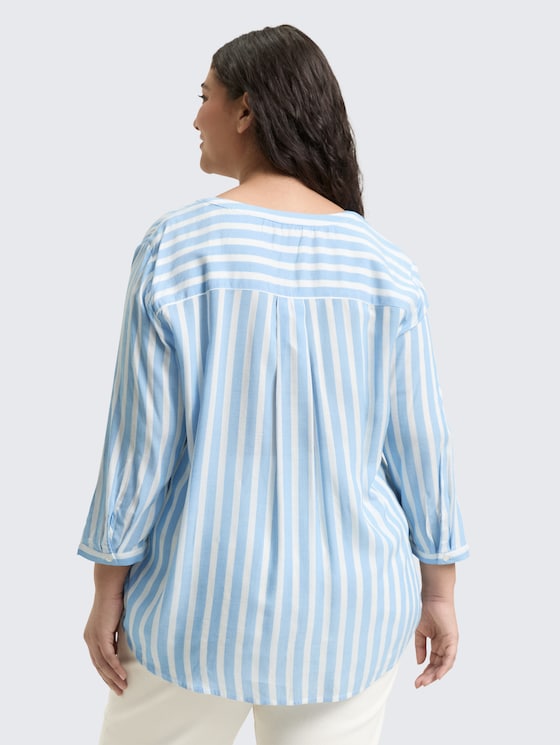 Plus Size - Gestreifte Henleybluse mit LENZING™ ECOVERO™ von Women Plus Size, bleu white stripe