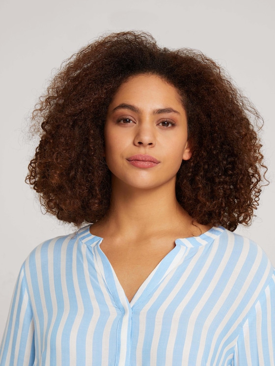 Plus - a striped henley blouse with LENZING (TM) ECOVERO (TM)