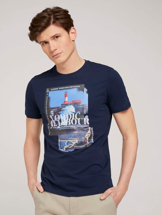 T-Shirt mit Bio-Baumwolle - Männer - Dark Blue T-Shirt mit Bio-Baumwolle - Männer - Dark Blue - 1 - TOM TAILOR
