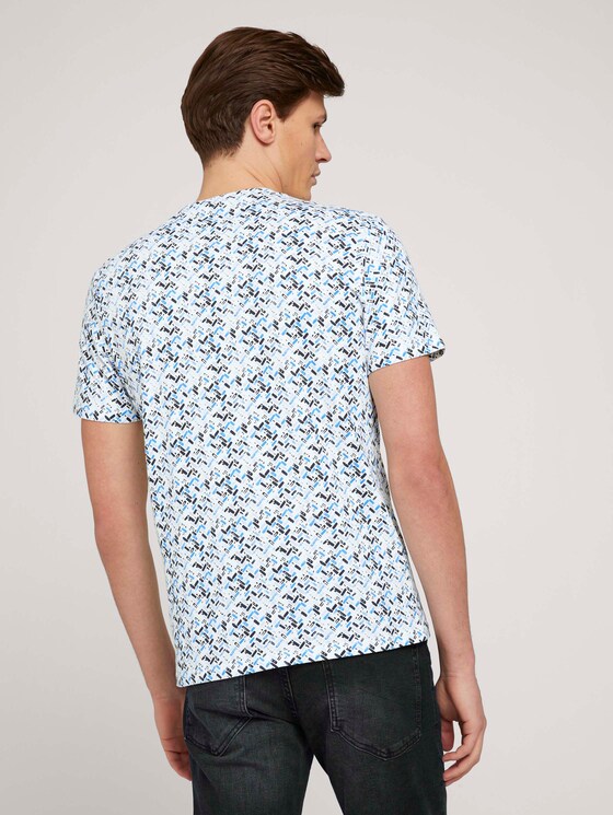 gemustertes T-Shirt mit Bio-Baumwolle - Männer - white base blue shades design gemustertes T-Shirt mit Bio-Baumwolle - Männer - white base blue shades design - 2 - TOM TAILOR