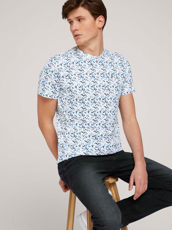 gemustertes T-Shirt mit Bio-Baumwolle - Männer - white base blue shades design gemustertes T-Shirt mit Bio-Baumwolle - Männer - white base blue shades design - 5 - TOM TAILOR