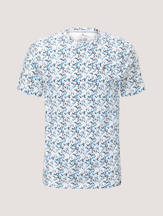 gemustertes T-Shirt mit Bio-Baumwolle - Männer - white base blue shades design gemustertes T-Shirt mit Bio-Baumwolle - Männer - white base blue shades design - 7 - TOM TAILOR