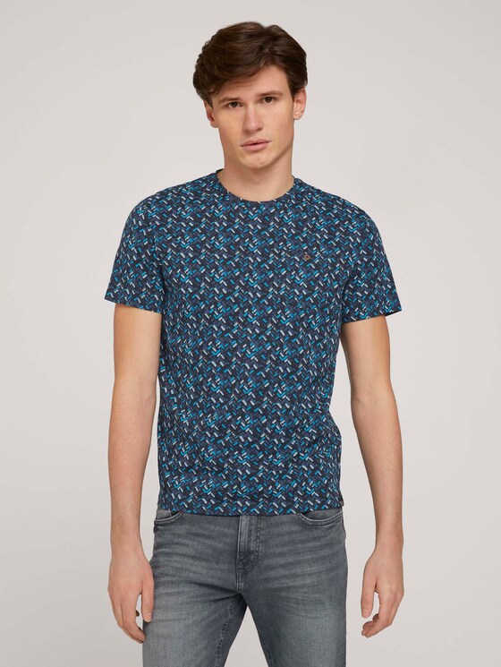 gemustertes T-Shirt mit Bio-Baumwolle - Männer - navy base blue shades design gemustertes T-Shirt mit Bio-Baumwolle - Männer - navy base blue shades design - 1 - TOM TAILOR