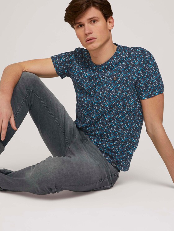 gemustertes T-Shirt mit Bio-Baumwolle - Männer - navy base blue shades design gemustertes T-Shirt mit Bio-Baumwolle - Männer - navy base blue shades design - 5 - TOM TAILOR