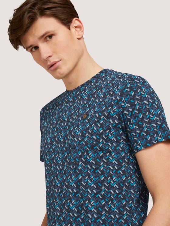 gemustertes T-Shirt mit Bio-Baumwolle - Männer - navy base blue shades design gemustertes T-Shirt mit Bio-Baumwolle - Männer - navy base blue shades design - 9 - TOM TAILOR