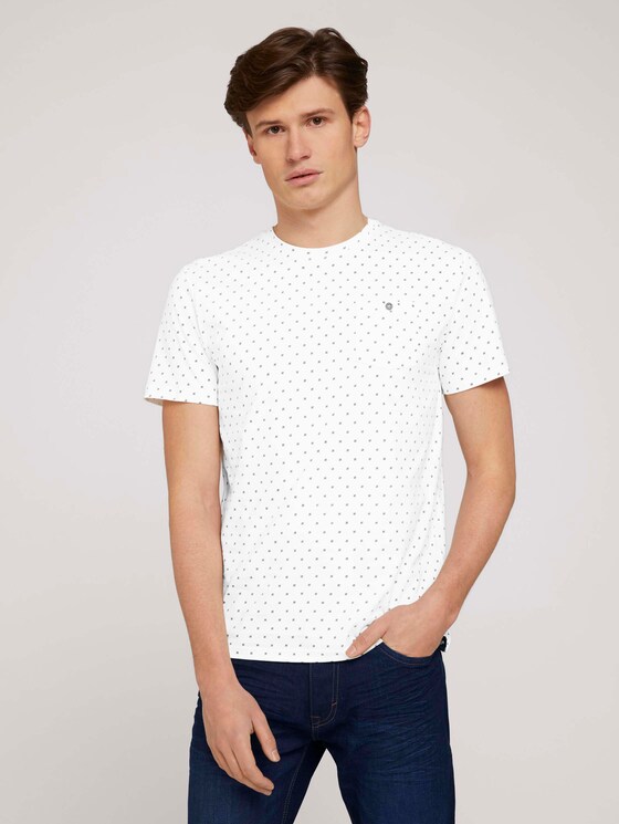 gemustertes T-Shirt mit Bio-Baumwolle - Männer - white base blue element design gemustertes T-Shirt mit Bio-Baumwolle - Männer - white base blue element design - 1 - TOM TAILOR