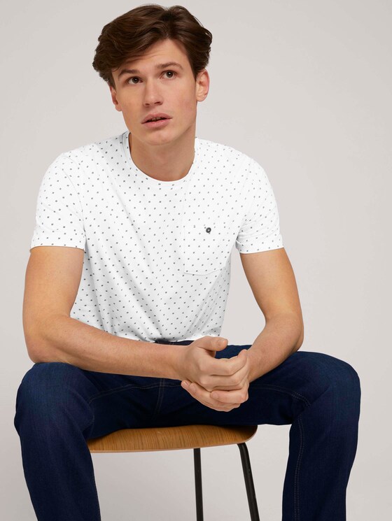 gemustertes T-Shirt mit Bio-Baumwolle - Männer - white base blue element design gemustertes T-Shirt mit Bio-Baumwolle - Männer - white base blue element design - 5 - TOM TAILOR