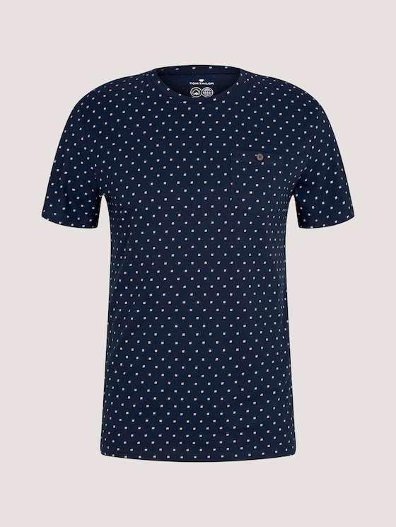 gemustertes T-Shirt mit Bio-Baumwolle - Männer - navy base white element design gemustertes T-Shirt mit Bio-Baumwolle - Männer - navy base white element design - 7 - TOM TAILOR