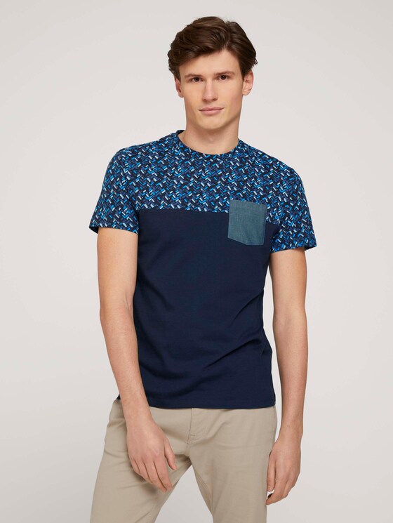 gemustertes T-Shirt mit Bio-Baumwolle - Männer - navy base blue shades design gemustertes T-Shirt mit Bio-Baumwolle - Männer - navy base blue shades design - 1 - TOM TAILOR