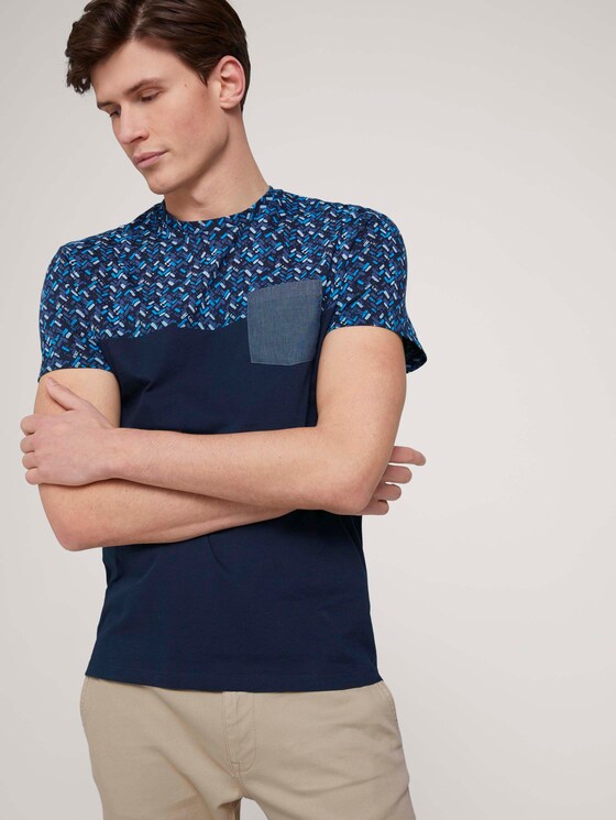 gemustertes T-Shirt mit Bio-Baumwolle - Männer - navy base blue shades design gemustertes T-Shirt mit Bio-Baumwolle - Männer - navy base blue shades design - 5 - TOM TAILOR
