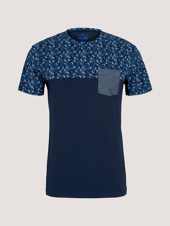 gemustertes T-Shirt mit Bio-Baumwolle - Männer - navy base blue shades design gemustertes T-Shirt mit Bio-Baumwolle - Männer - navy base blue shades design - 7 - TOM TAILOR
