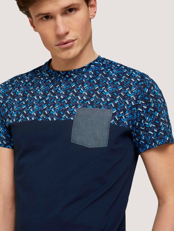 gemustertes T-Shirt mit Bio-Baumwolle - Männer - navy base blue shades design gemustertes T-Shirt mit Bio-Baumwolle - Männer - navy base blue shades design - 9 - TOM TAILOR