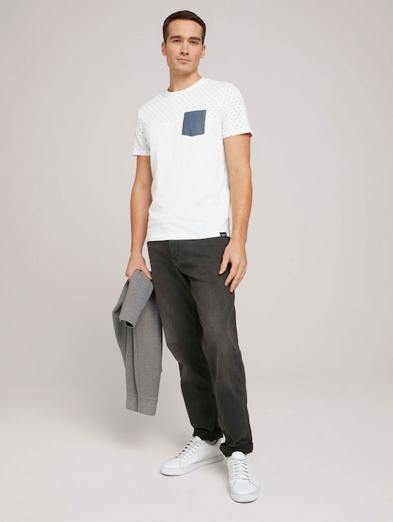 gemustertes T-Shirt mit Bio-Baumwolle - Männer - white base blue element design gemustertes T-Shirt mit Bio-Baumwolle - Männer - white base blue element design - 3 - TOM TAILOR