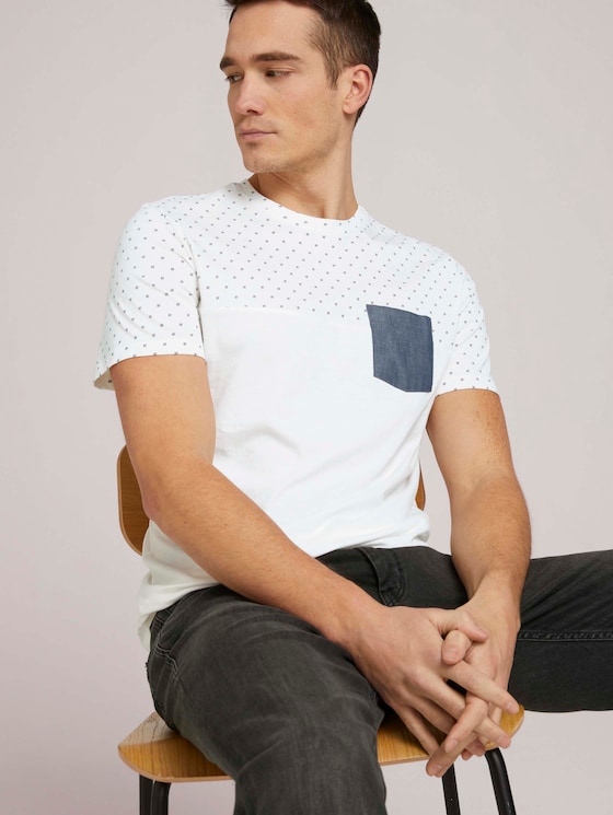 gemustertes T-Shirt mit Bio-Baumwolle - Männer - white base blue element design gemustertes T-Shirt mit Bio-Baumwolle - Männer - white base blue element design - 5 - TOM TAILOR