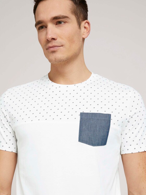 gemustertes T-Shirt mit Bio-Baumwolle - Männer - white base blue element design gemustertes T-Shirt mit Bio-Baumwolle - Männer - white base blue element design - 9 - TOM TAILOR