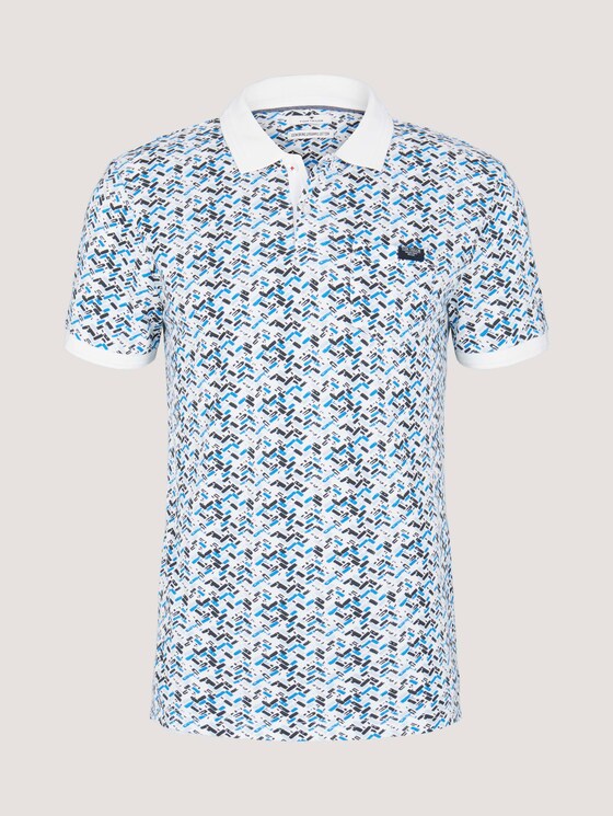 gemustertes Poloshirt mit Bio-Baumwolle - Männer - white base blue shades design gemustertes Poloshirt mit Bio-Baumwolle - Männer - white base blue shades design - 7 - TOM TAILOR