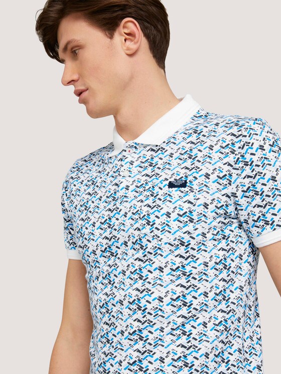 gemustertes Poloshirt mit Bio-Baumwolle - Männer - white base blue shades design gemustertes Poloshirt mit Bio-Baumwolle - Männer - white base blue shades design - 9 - TOM TAILOR