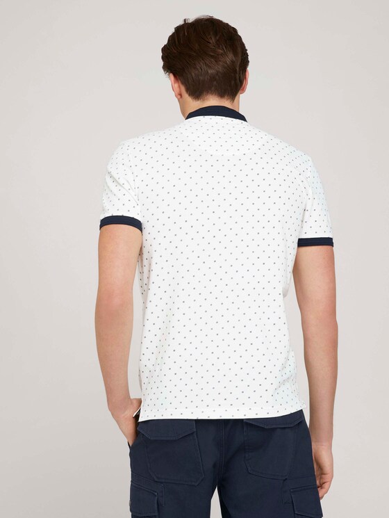 gemustertes Poloshirt mit Bio-Baumwolle - Männer - white base blue element design gemustertes Poloshirt mit Bio-Baumwolle - Männer - white base blue element design - 2 - TOM TAILOR