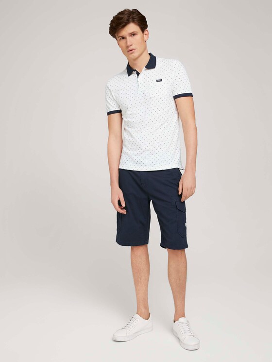 gemustertes Poloshirt mit Bio-Baumwolle - Männer - white base blue element design gemustertes Poloshirt mit Bio-Baumwolle - Männer - white base blue element design - 3 - TOM TAILOR