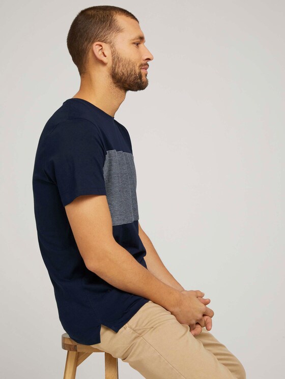 Tshirt mit gestreiftem Einsatz - Männer - Dark Blue Tshirt mit gestreiftem Einsatz - Männer - Dark Blue - 5 - TOM TAILOR
