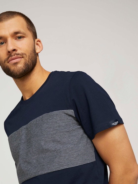 Tshirt mit gestreiftem Einsatz - Männer - Dark Blue Tshirt mit gestreiftem Einsatz - Männer - Dark Blue - 9 - TOM TAILOR