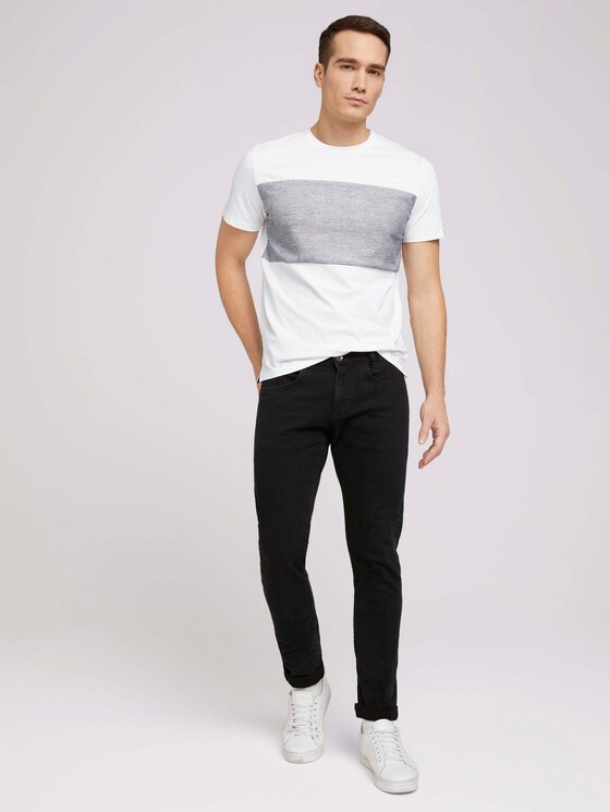 Tshirt mit gestreiftem Einsatz - Männer - Off White Tshirt mit gestreiftem Einsatz - Männer - Off White - 3 - TOM TAILOR
