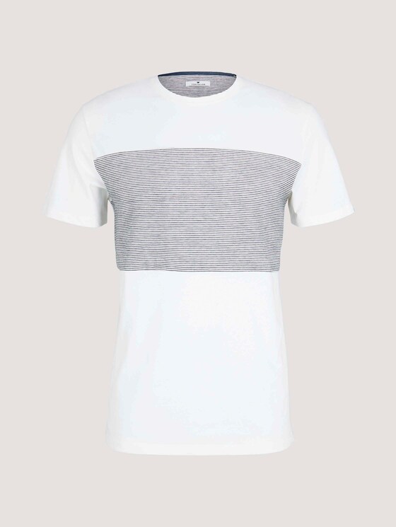 Tshirt mit gestreiftem Einsatz - Männer - Off White Tshirt mit gestreiftem Einsatz - Männer - Off White - 7 - TOM TAILOR